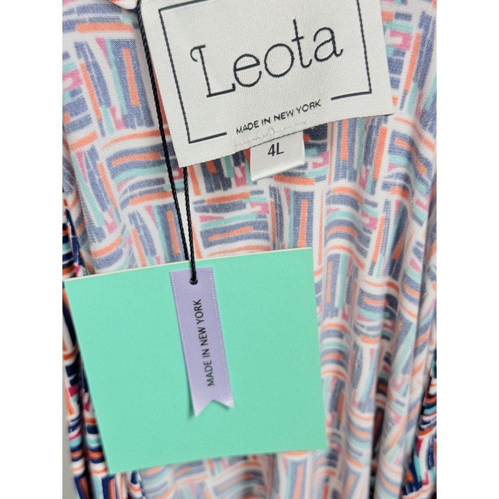 Leota 4L Wrap Dress Geometric Print Knee Length Stretch Career Office Plus Size - Picture 12 of 16